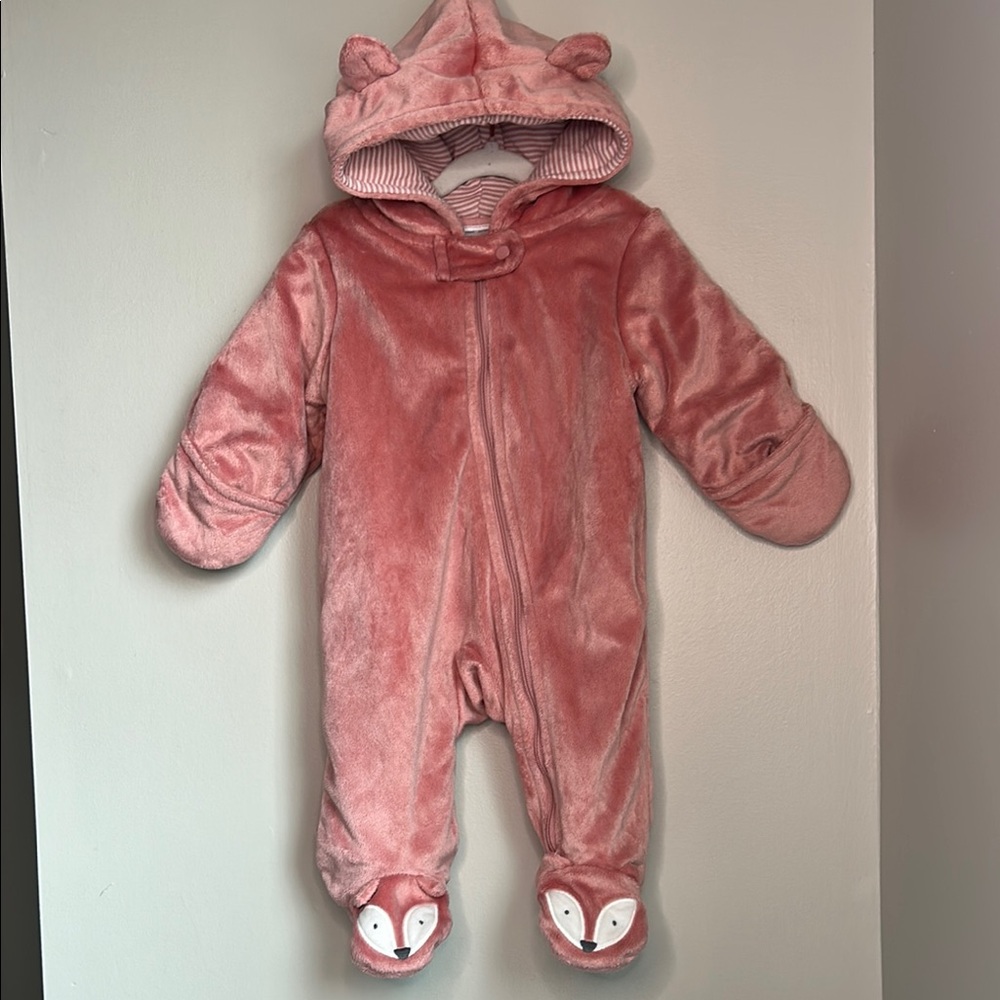 Carter's Pink Fox Footed One Piece with Hood
